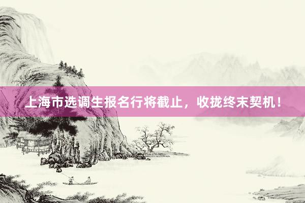 上海市选调生报名行将截止，收拢终末契机！